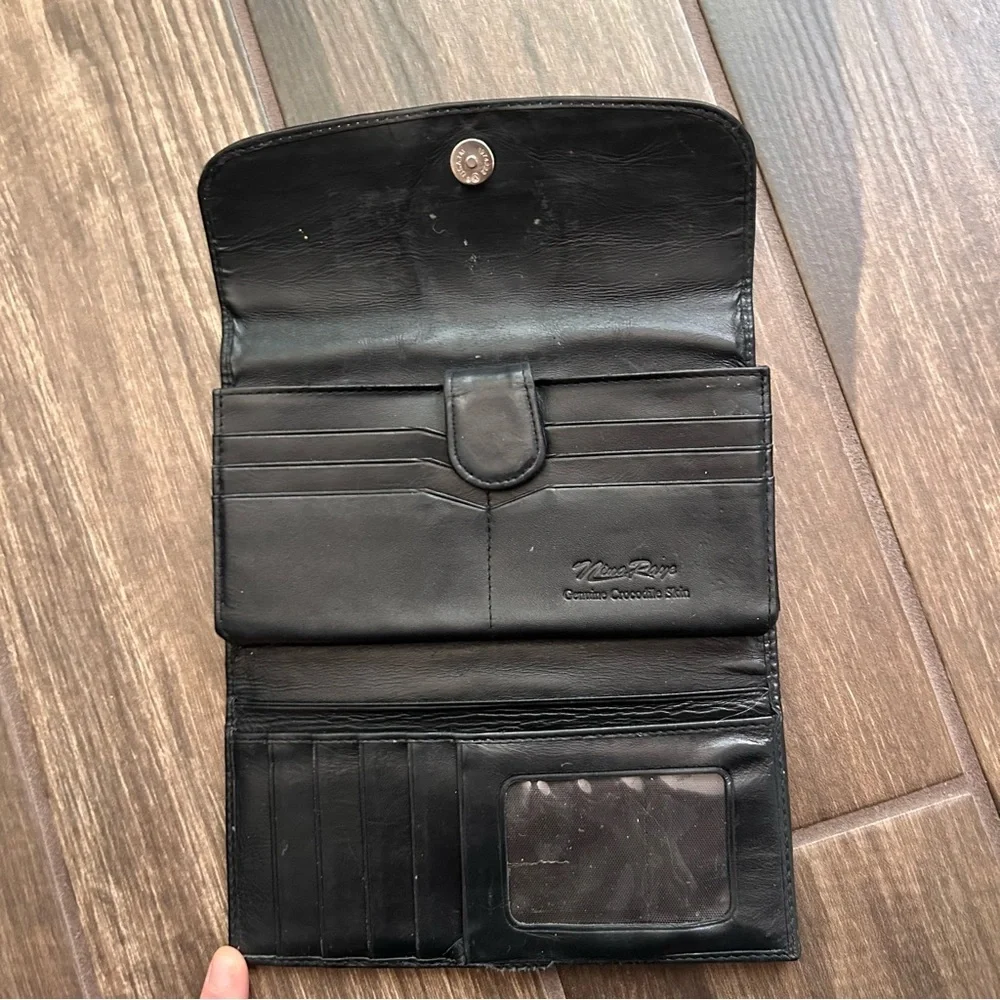 VTG Nina Raye Genuine Crocodile Skin Wallet in Brown
